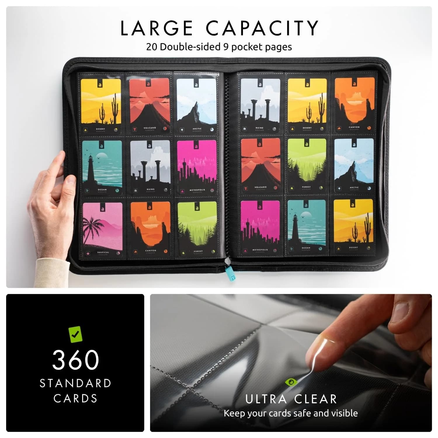 Vault X 9 Pocket Zip Binder Teal 360 Cards | Durable Exo-Tec Material for Card Protection - view 4
