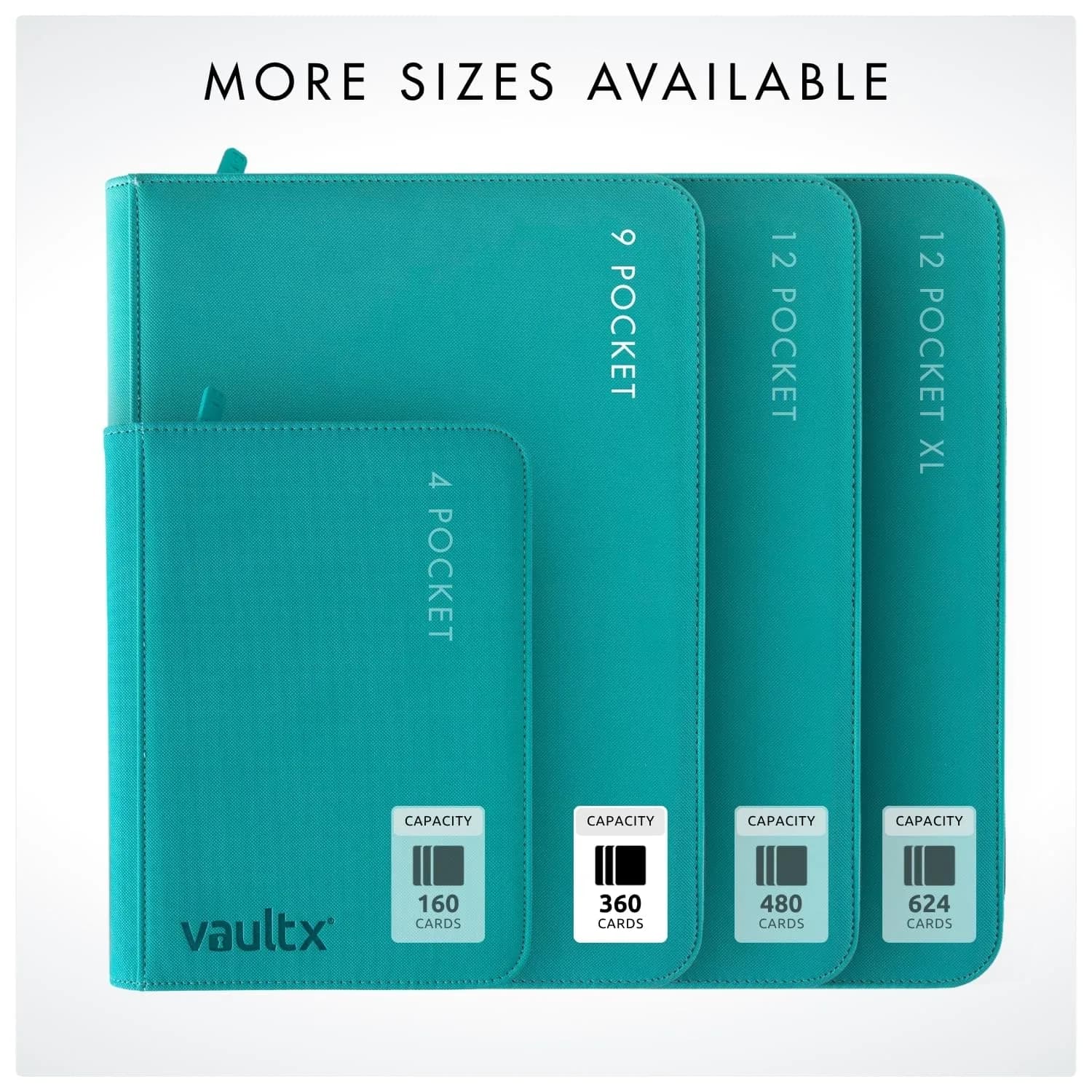 Vault X 9 Pocket Zip Binder Teal 360 Cards | Durable Exo-Tec Material for Card Protection - view 8