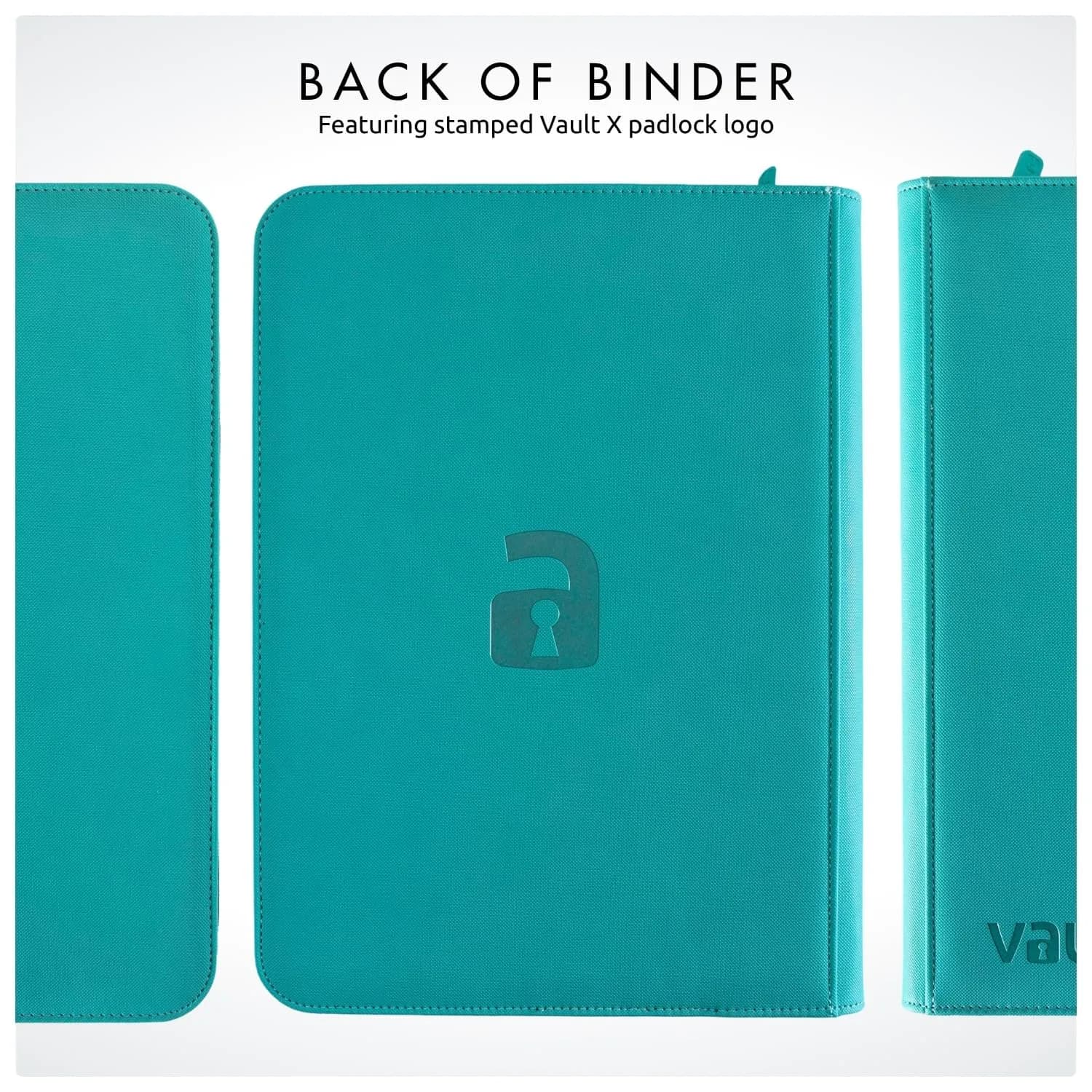 Vault X 9 Pocket Zip Binder Teal 360 Cards | Durable Exo-Tec Material for Card Protection - view 9