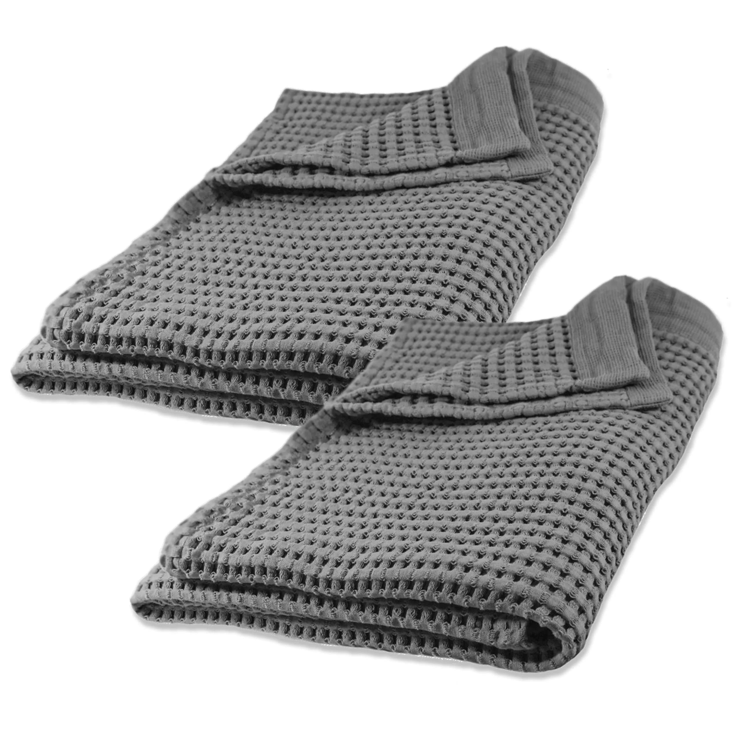 GILDEN TREE Waffle Bath Sheet 40x80 | Quick Dry Luxury Towels, 2 Pack, Modern Style (Slate)