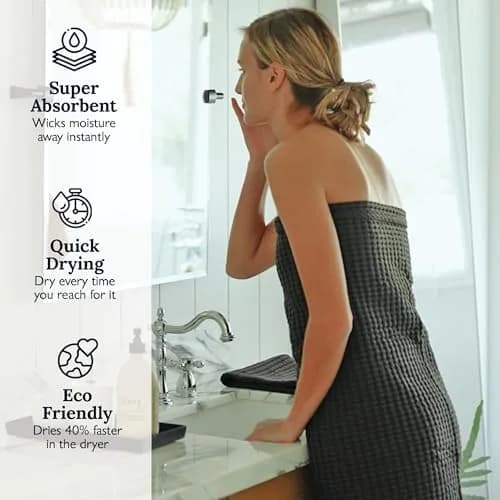 GILDEN TREE Waffle Bath Sheet 40x80 | Quick Dry Luxury Towels, 2 Pack, Modern Style (Slate) thumbnail 4