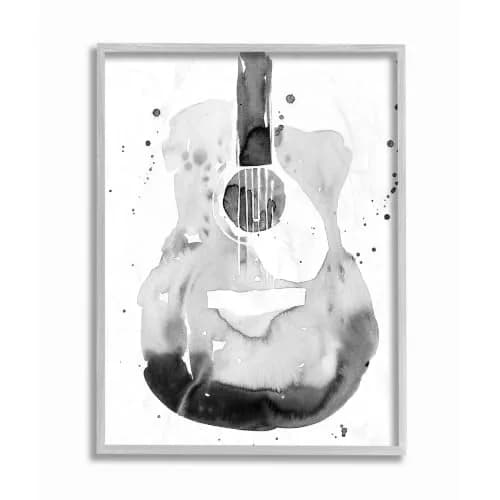 Stupell Industries Framed Giclee Art 'Acoustic Guitar Watercolor Pattern' 14"L x 11"W | Watercolor Abstract Wall Decor thumbnail 1