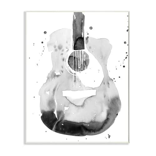 Stupell Industries Acoustic Guitar Watercolor Wall Plaque 13 x 19 Inch | Artistic Music Decor thumbnail 1