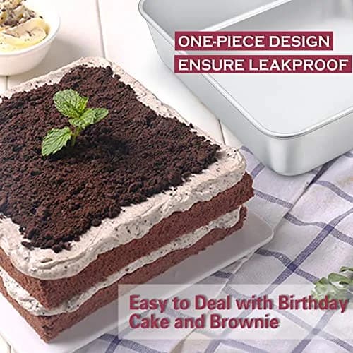 P&P CHEF Square Baking Pan 8x8 Inch (20.3x20.3 cm) | Heavy Duty Stainless Steel for Brownies & Cakes thumbnail 6