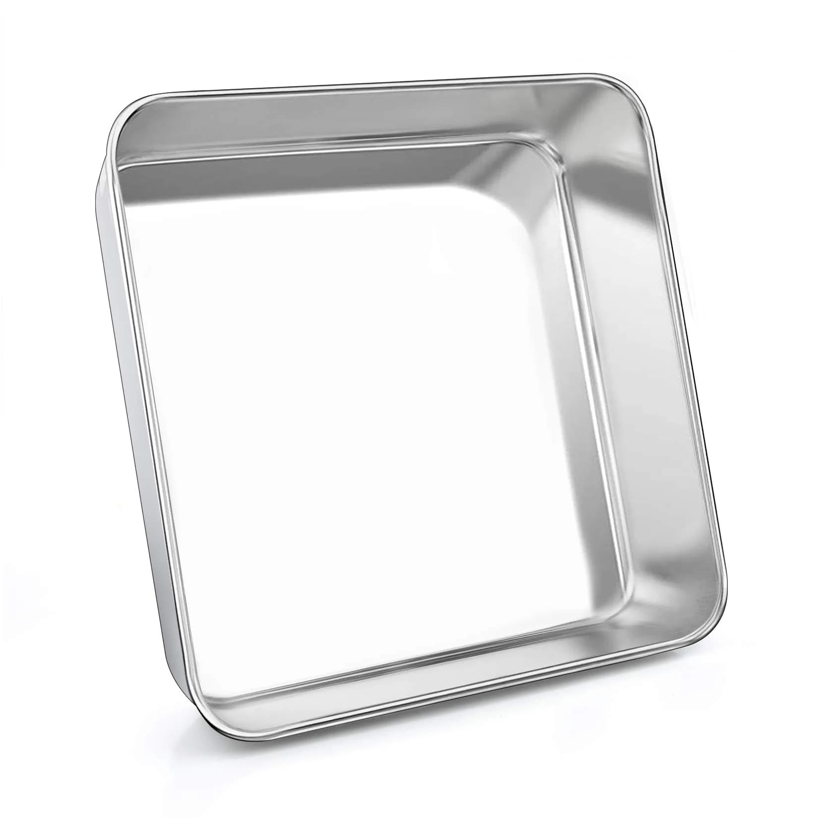 P&P CHEF Square Baking Pan 8x8 Inch (20.3x20.3 cm) | Heavy Duty Stainless Steel for Brownies & Cakes - view 7