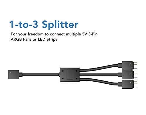 EZDIY-FAB 12V to 5V RGB Converter, 3-Way Splitter, SATA Connector, 50 Color Modes, 100x 5V LEDs | Built-in 50 Color Modes for RGB Control thumbnail 3
