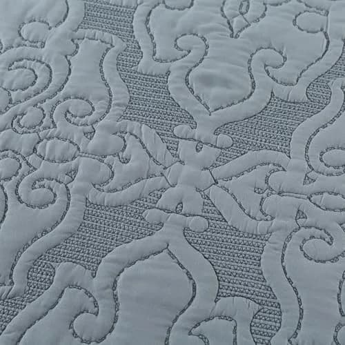 NEWLAKE Reversible Quilt Bedspread Embroidered Microfiber Coverlet Set,Jacquard Embossed Floral,Grey, King Size | All-Season Reversible Bedding thumbnail 3