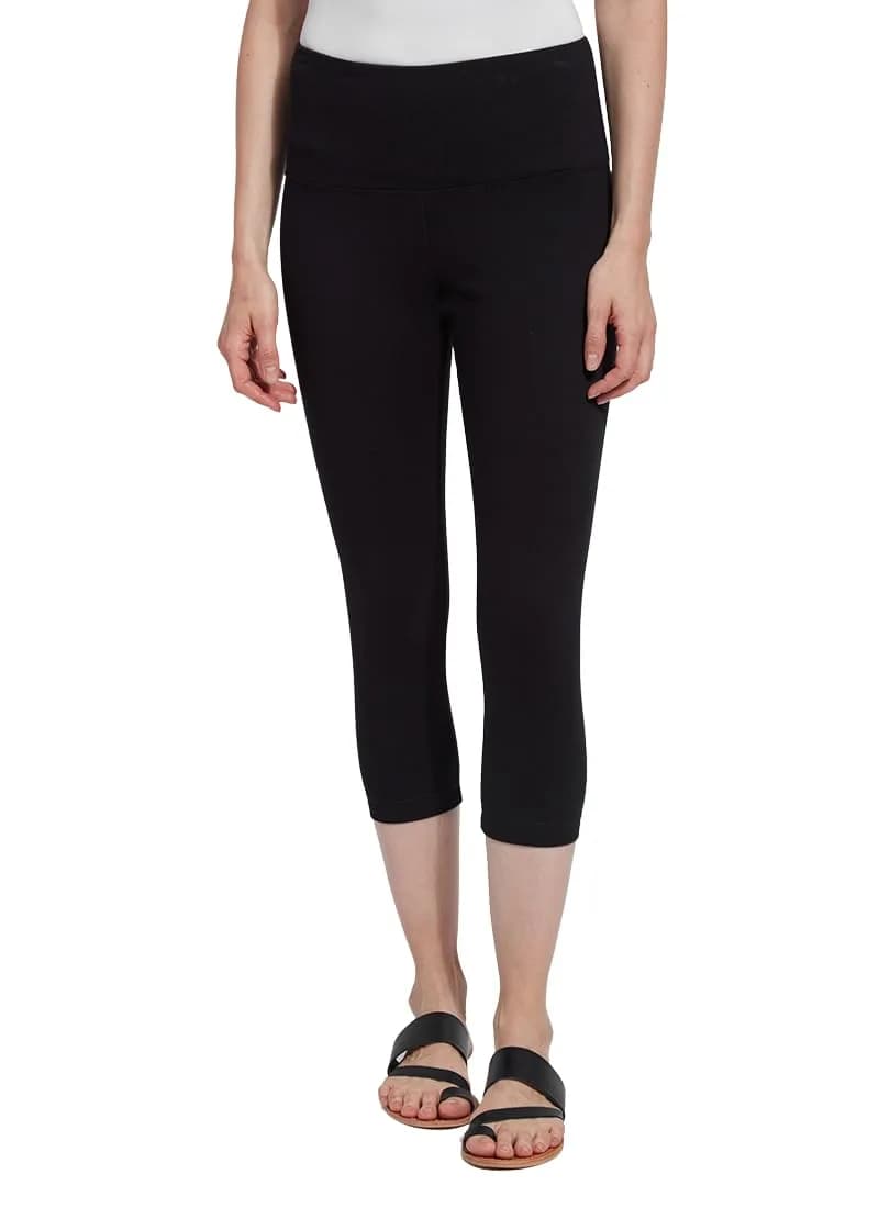 Lyssé Plus Size Denim Capri Leggings 2X | Soft, Black, High Waist, 21.5 in Inseam — Black / 2X
