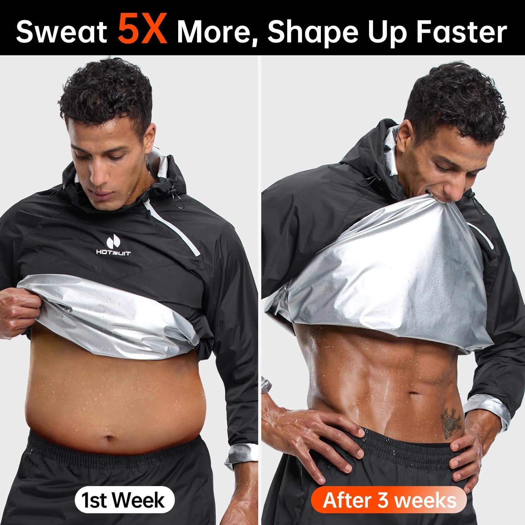 HOTSUIT Men's Sauna Suit Jacket - Black XL | Accelerates Sweat for Weight Loss & Body Shaping - view 5