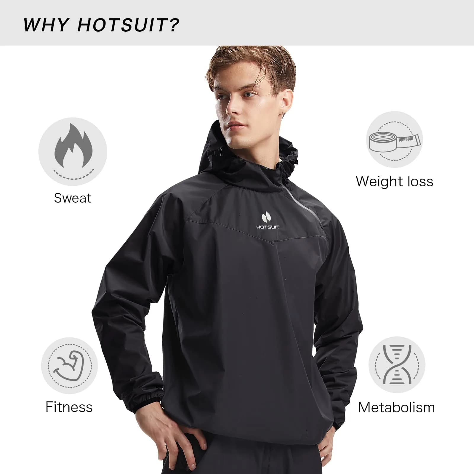 HOTSUIT Men's Sauna Suit Jacket - Black XL | Accelerates Sweat for Weight Loss & Body Shaping - view 8