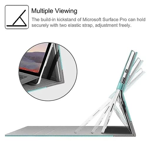 Fintie Case for Microsoft Surface Pro 7 Plus, Pro 7/6/5/4/3 12.3 inch Tablet | Turquoise, Built-in Kickstand, Stylus Holder thumbnail 3