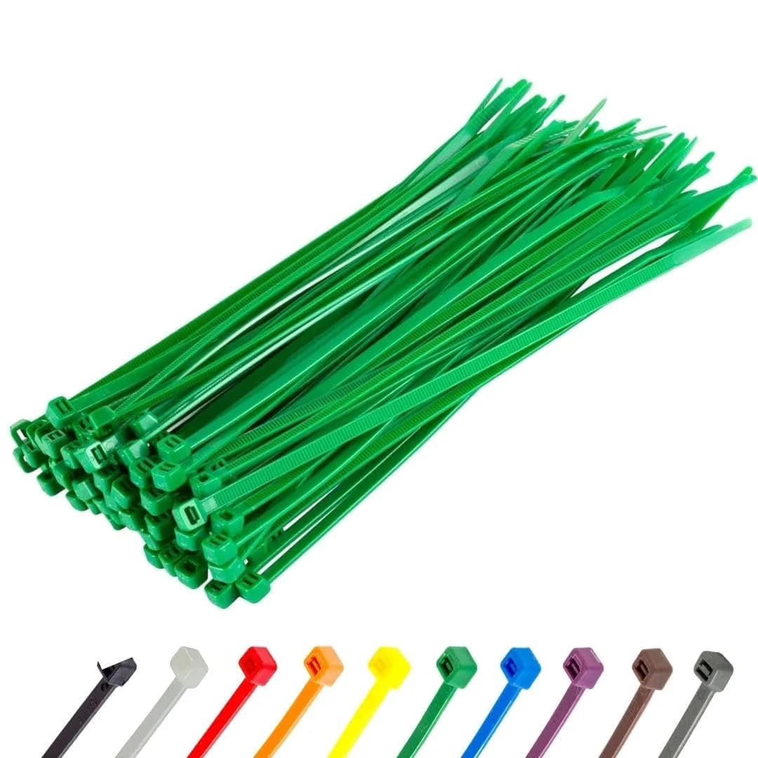 GTSE 8 Inch Green Nylon Zip Ties | 100 Pack, 18lb, Self-Locking, Weather-Resistant