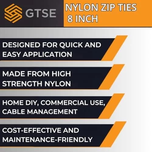 GTSE 8 Inch Green Nylon Zip Ties | 100 Pack, 18lb, Self-Locking, Weather-Resistant thumbnail 6