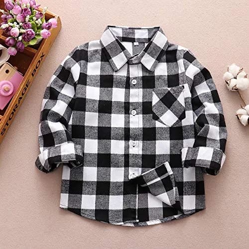 Goodplayer Kids Flannel Shirt 18-24 Months | Soft Cotton Plaid Top for Baby Boys & Girls thumbnail 2