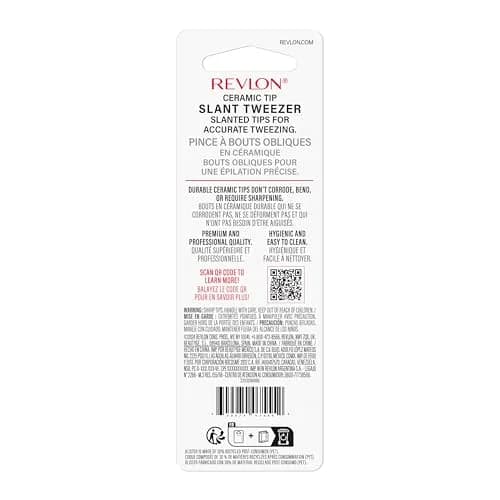 Revlon Ceramic Slanted Tip Tweezers, Precision For Eyebrow Shaping and Fine Hair Removal, Stainless Steel Body, Red, 1 Count | Hand-Finished Ceramic Tip thumbnail 4