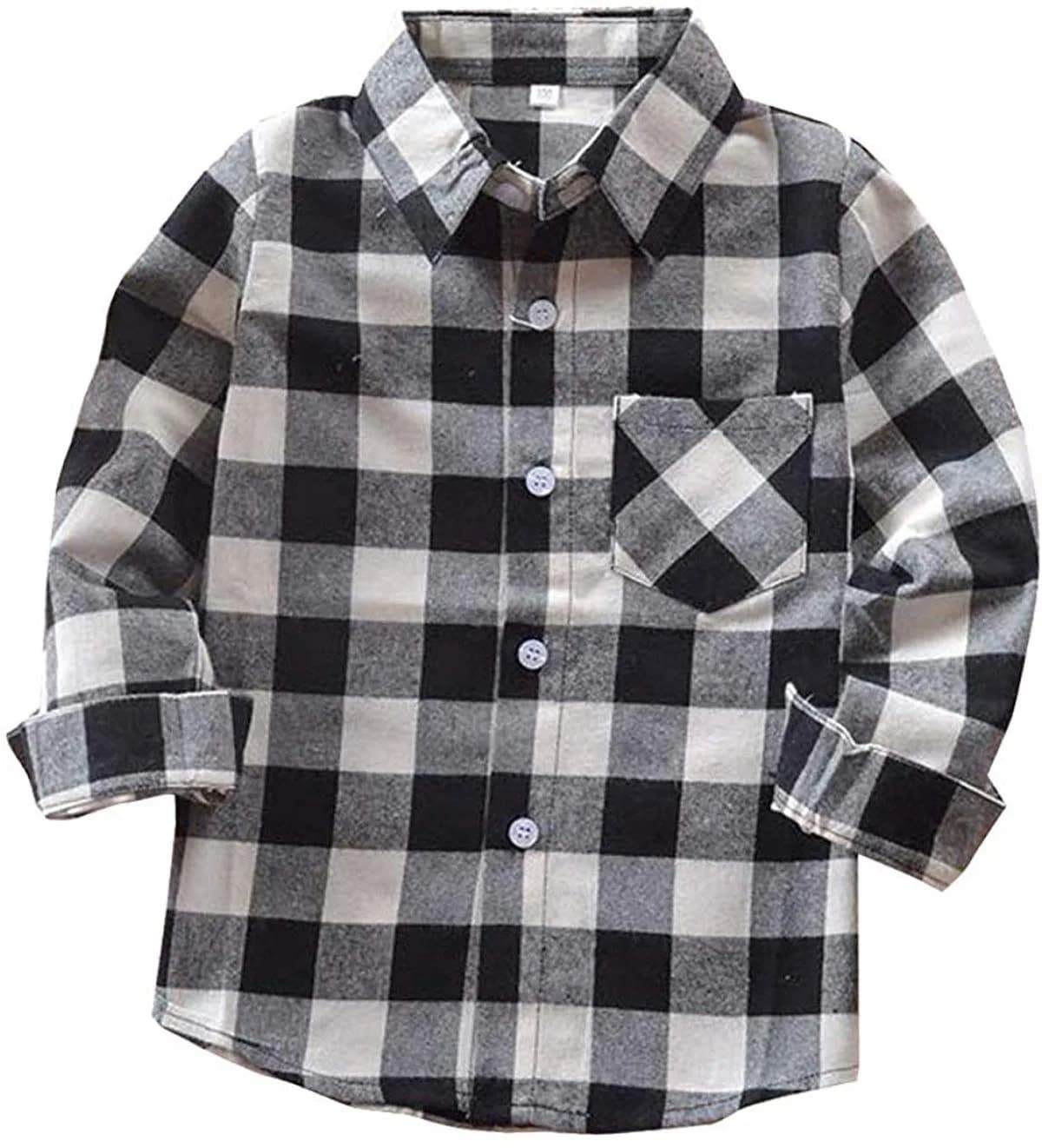 Goodplayer Red Plaid Flannel Shirt for Kids 4-5T | Soft Cotton, Classic Design, Perfect for Winter