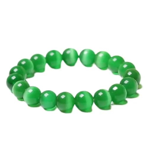 Suoirblss Green Cat's Eye Stone Bracelet 10mm (0.39 inch) | Crystal Gemstone Beaded Yoga Bracelet for Women & Men thumbnail 1