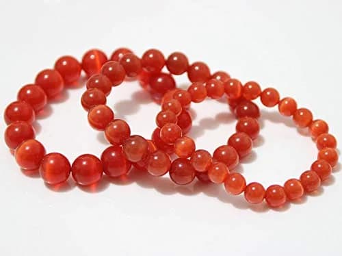 Suoirblss Red Cat's Eye Stone Bracelet 12mm | Crystal Gemstone Beaded Yoga Bracelet thumbnail 2