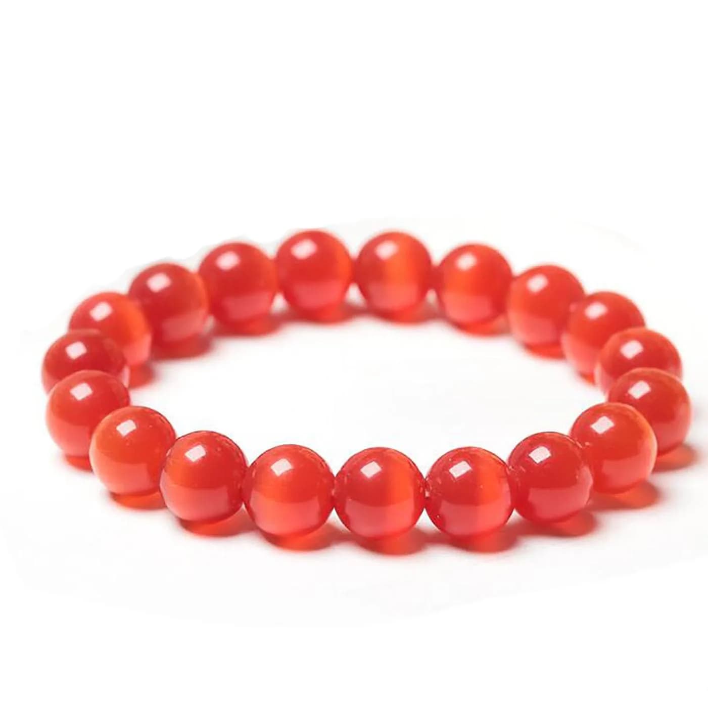 Suoirblss Red Cat's Eye Stone Bracelet 12mm | Crystal Gemstone Beaded Yoga Bracelet - main product image