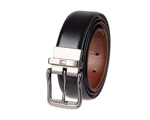 Tommy Hilfiger Men's Black/Tan Stretch Reversible Belt, Large (38-40 Waist) - main product image