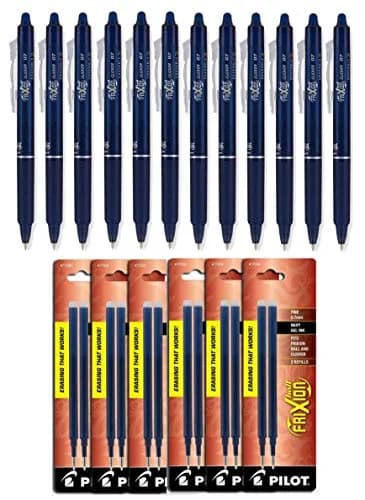 Pilot FriXion Clicker Retractable Gel Ink Pens 0.7mm | Erasable, Fine Point, Navy Blue Ink, Bundle of 12 Pens + 12 Refills thumbnail 1