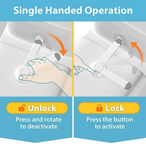 4our Kiddies Baby Toilet Lock 2 Pack | Child Safety, Single Hand Operation, No Damage (6 Piece Set) thumbnail 5