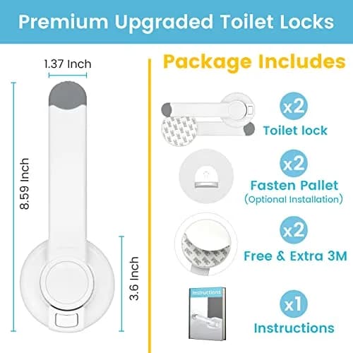 4our Kiddies Baby Toilet Lock 2 Pack | Child Safety, Single Hand Operation, No Damage (6 Piece Set) thumbnail 8