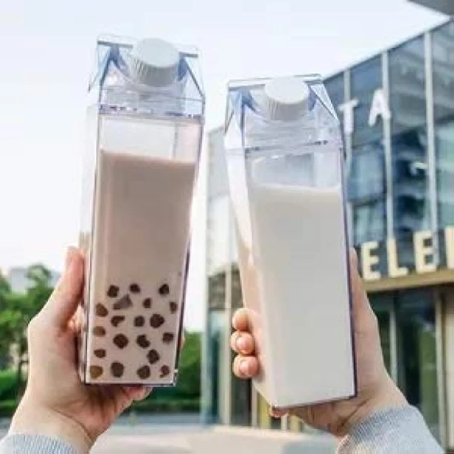 STARGOODS SUPPLY Clear Milk Carton Water Bottle 500ml (16.9 Ounces) | BPA-Free Acrylic for Daily Use