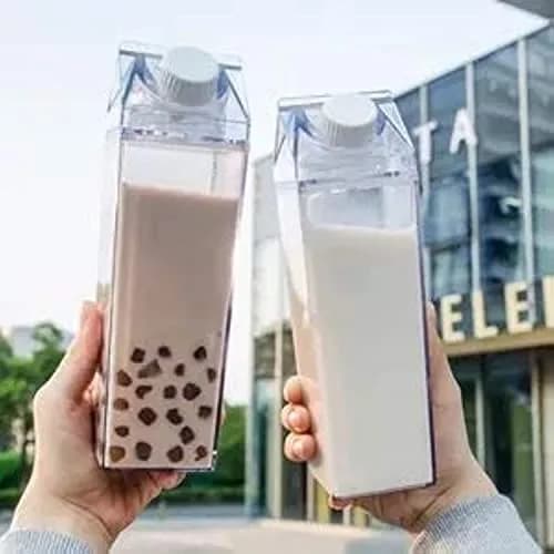 STARGOODS SUPPLY Clear Milk Carton Water Bottle 500ml (16.9 Ounces) | BPA-Free Acrylic for Daily Use thumbnail 1