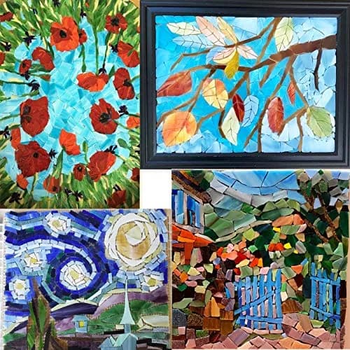 Lanyani 10 Sheets Variety Stained Glass Sheets Pack, 4 x 6 inch | Fall Colors Mosaic Tiles for Crafts thumbnail 8