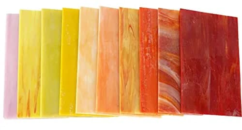 Lanyani 10 Sheets Variety Stained Glass Sheets Pack, 4 x 6 inch | Fall Colors Mosaic Tiles for Crafts thumbnail 9