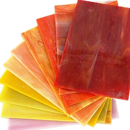 Lanyani 10 Sheets Variety Stained Glass Sheets Pack, 4 x 6 inch | Fall Colors Mosaic Tiles for Crafts thumbnail 2