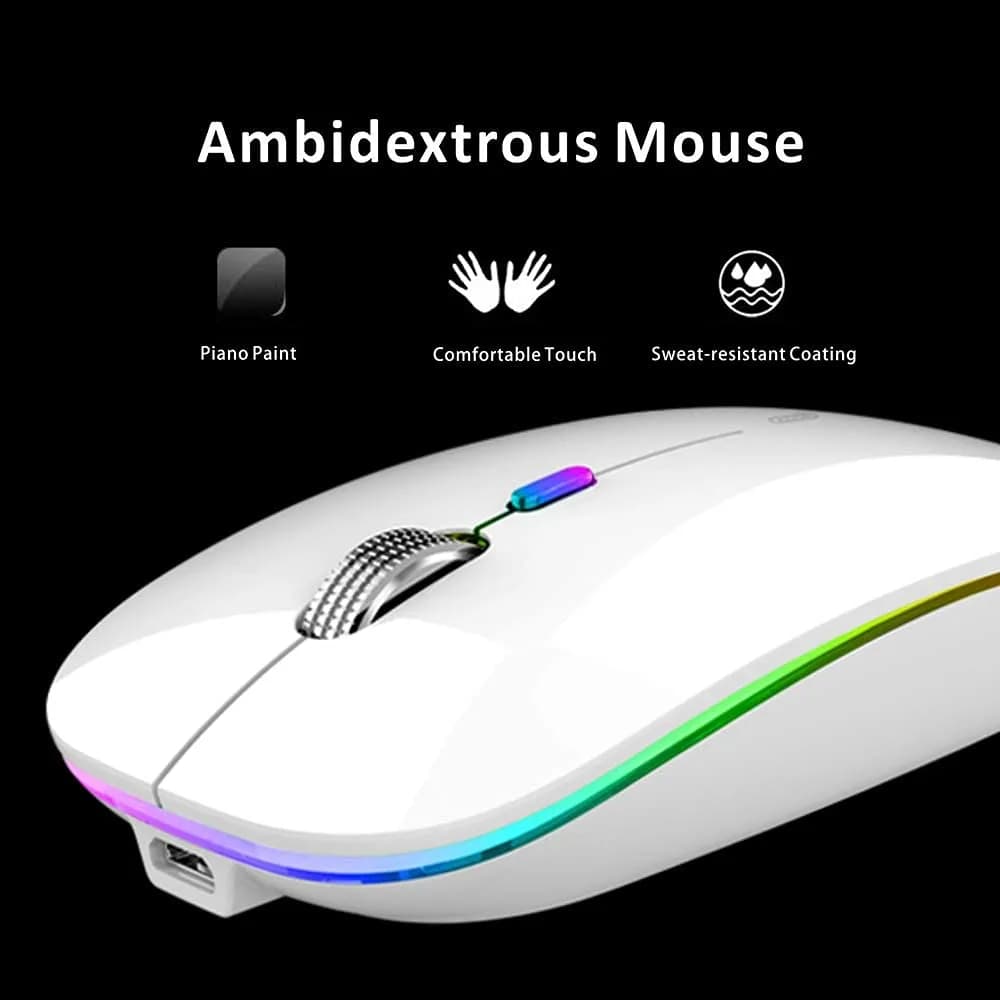 Uiosmuph G12 LED Wireless Mouse - White | Rechargeable, Silent, USB-C, 1600 DPI - view 6