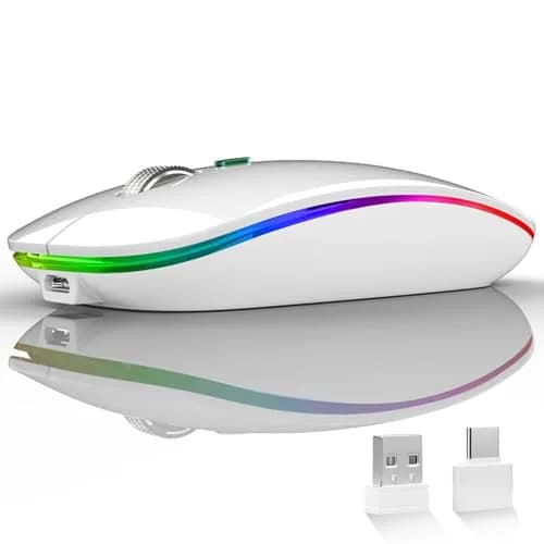 Uiosmuph G12 LED Wireless Mouse - White | Rechargeable, Silent, USB-C, 1600 DPI thumbnail 1