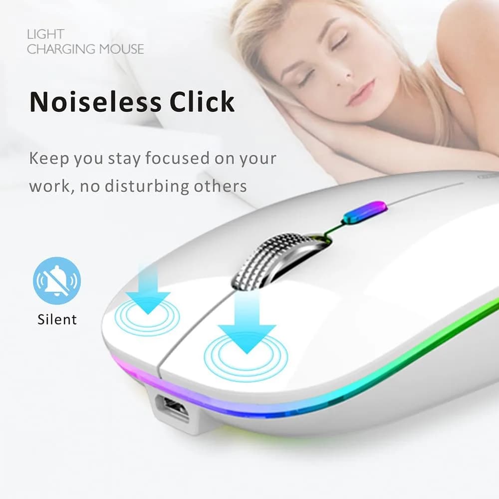 Uiosmuph G12 LED Wireless Mouse - White | Rechargeable, Silent, USB-C, 1600 DPI - view 3