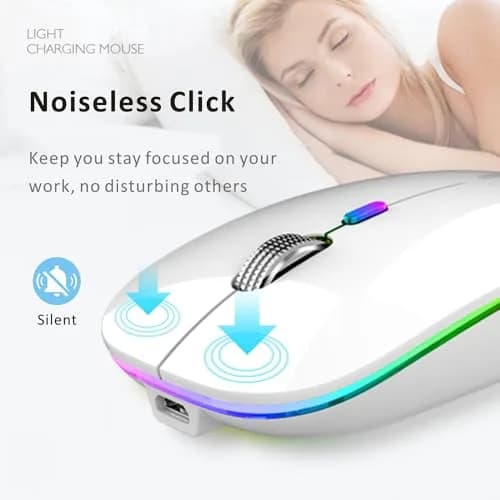 Uiosmuph G12 LED Wireless Mouse - White | Rechargeable, Silent, USB-C, 1600 DPI thumbnail 3