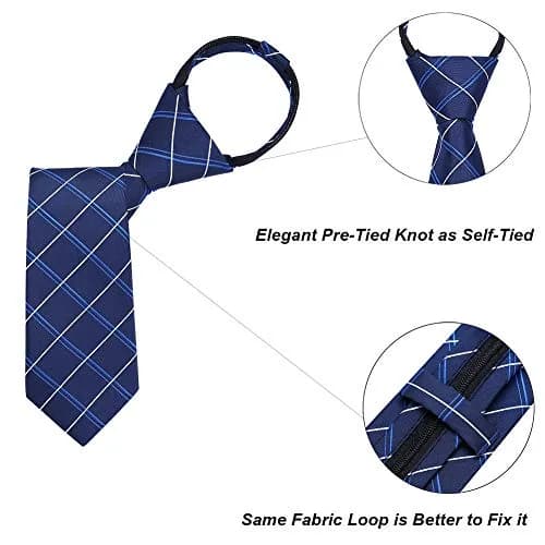 AUSKY 4 Packs Pre-tied Adjustable Zipper Skinny necktie 2.35in | Classic Slim Ties for Men & Boys thumbnail 4