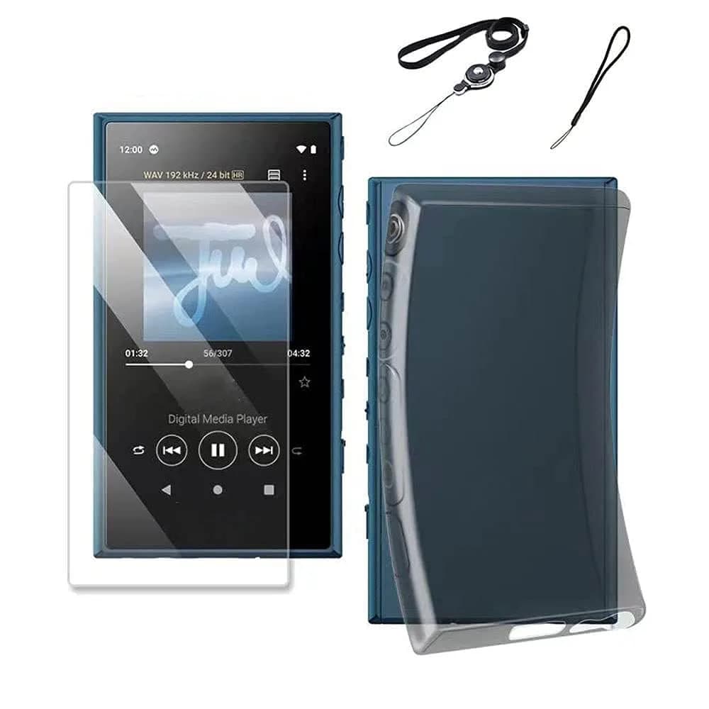 BestforYou Clear TPU Case with Tempered Glass for Sony Walkman NW-A100 A105 A106 15.5cm (6.1 inch) | Protective Skin Cover