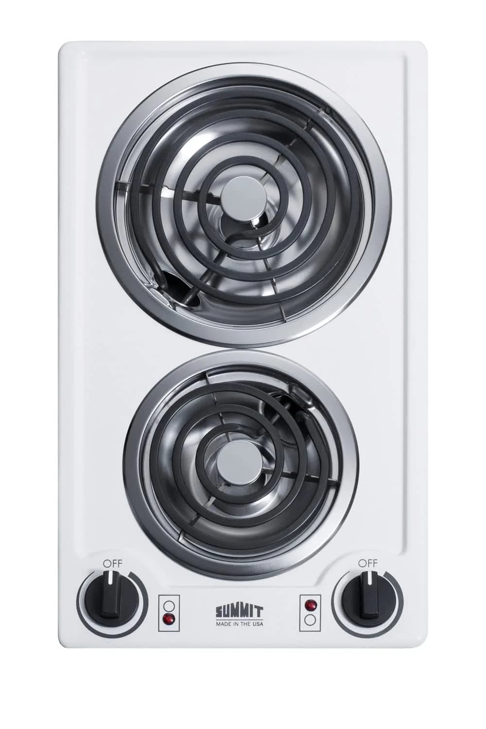Summit 12" 2 Burner Electric Cooktop | 230V Radiant Coil Elements, Made in the USA, White — White