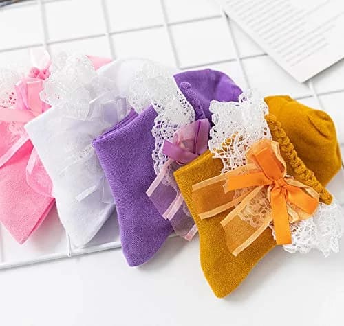 SEMOHOLLI Women's Lace Ruffle Ankle Socks | 1 Pair, White thumbnail 6