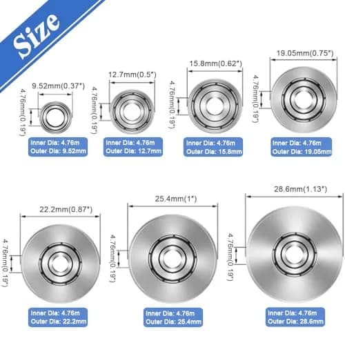 Wolfride Router Bearing Replacement Set | 7 Sizes Alloy Steel for Router Bits thumbnail 2