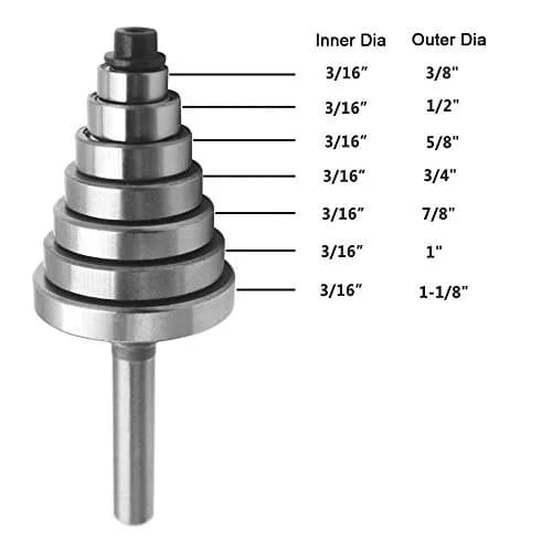 Wolfride Router Bearing Replacement Set | 7 Sizes Alloy Steel for Router Bits thumbnail 3