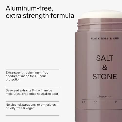 Salt & Stone Aluminum Free Deodorant, Black Rose & Oud Scent, Extra Strength 48 Hour Protection, 2.6oz thumbnail 5