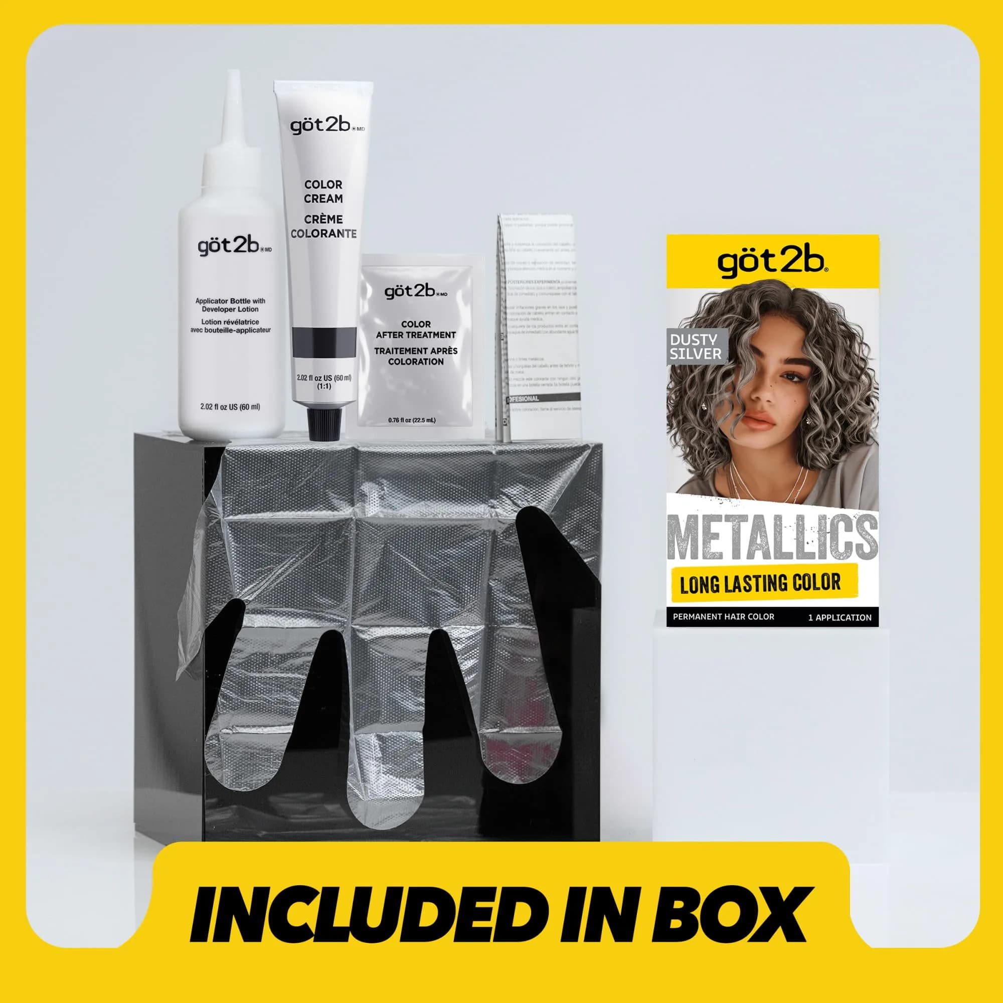 Got2B Metallics Permanent Hair Color M72 Dusty Silver 142ml (4.8 Fl Oz) | Anti-Fade Metallic Shine - view 7