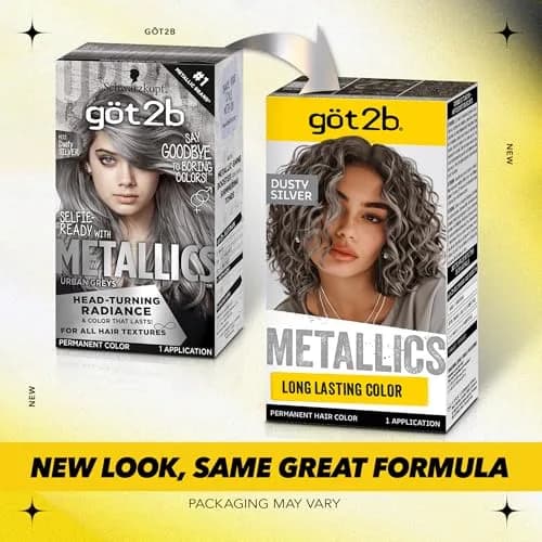 Got2B Metallics Permanent Hair Color M72 Dusty Silver 142ml (4.8 Fl Oz) | Anti-Fade Metallic Shine thumbnail 2