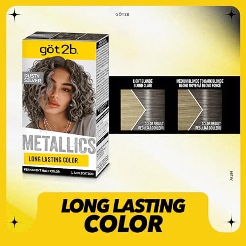 Got2B Metallics Permanent Hair Color M72 Dusty Silver 142ml (4.8 Fl Oz) | Anti-Fade Metallic Shine thumbnail 3