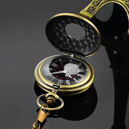 LYMFHCH Vintage Pocket Watch with Chain, 4.6cm Case | Classic Roman Numerals Quartz Wristwatch for Gifts thumbnail 4