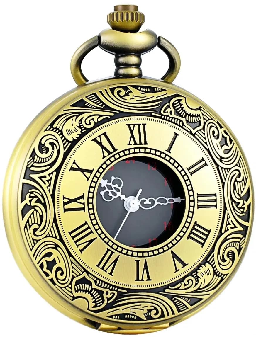 LYMFHCH Vintage Pocket Watch with Chain, 4.6cm Case | Classic Roman Numerals Quartz Wristwatch for Gifts - view 5