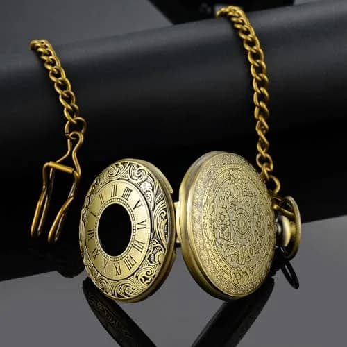 LYMFHCH Vintage Pocket Watch with Chain, 4.6cm Case | Classic Roman Numerals Quartz Wristwatch for Gifts thumbnail 6