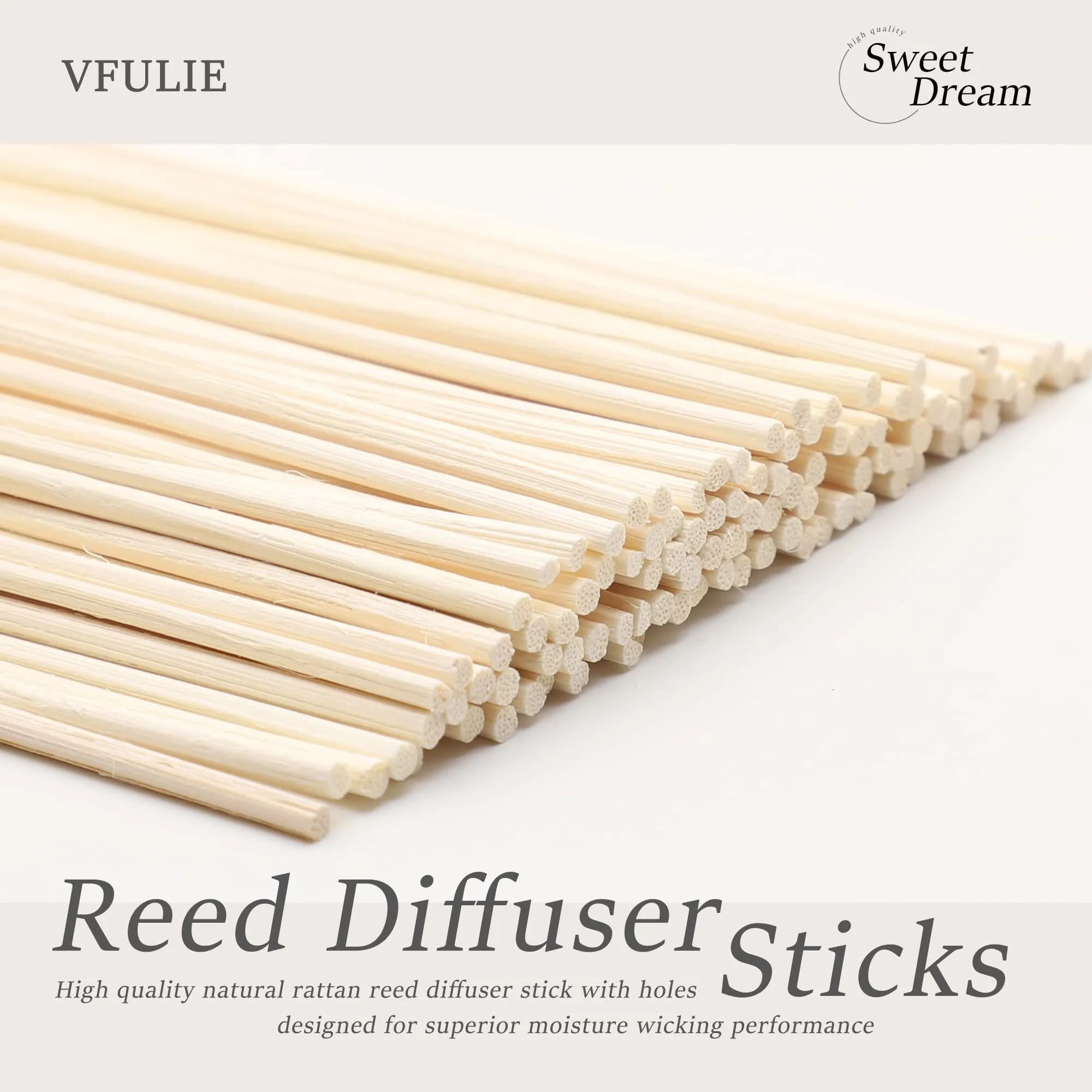 VFULIE 100PCS Reed Diffuser Sticks 10 inches (25.4 cm) | Natural Rattan for Home & Office Fragrance - view 4